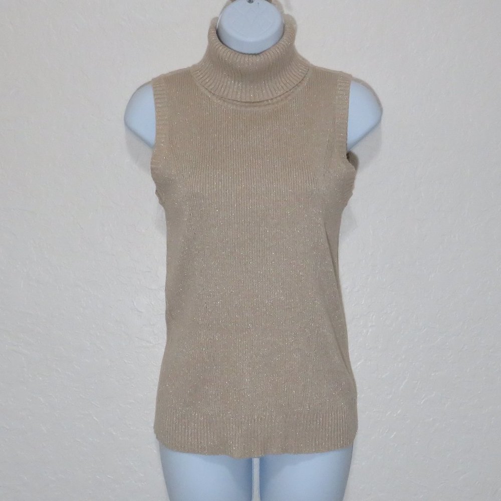 Raisey* Women's Short Sleeve Cowl Neck Straight Hem Ribbed Metallic Blouse~Large